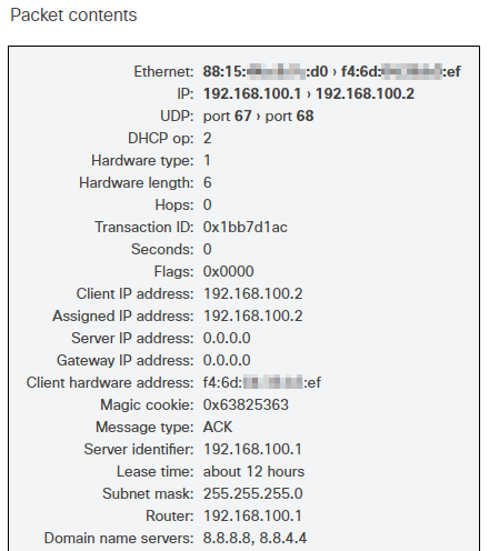 Packet capture contents