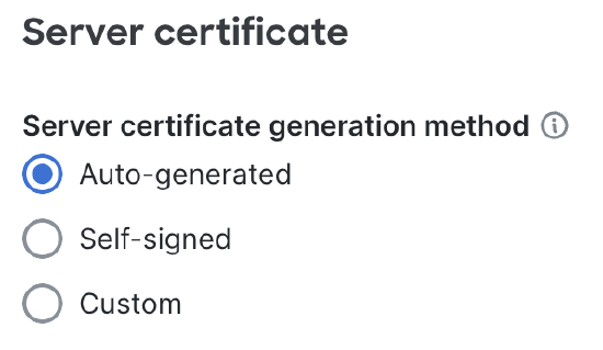Screenshot of the AnyConnect Auto-Generated Certificate option.