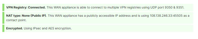 Successful VPN registry UI