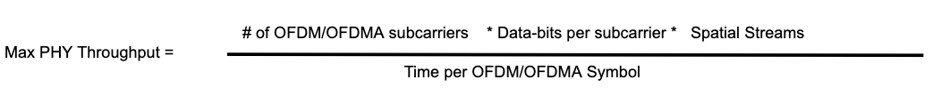 This is an image of OFDMA's Max PHY Throughput Equation.