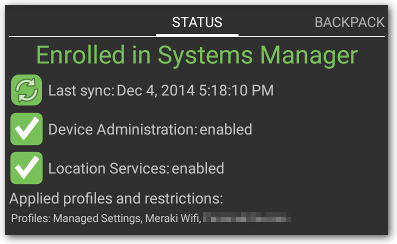 Systems Manager status