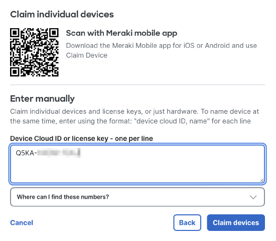 This image is displayed to enter the Device Cloud ID.