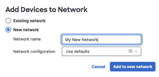 Add device, network selected.