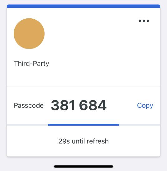 Verfication code on Due mobile application