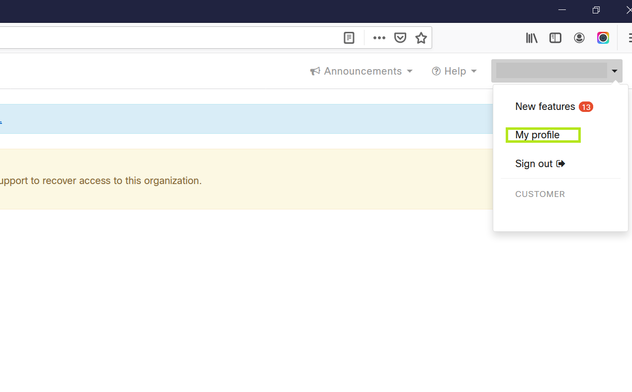 Dashboard user profile