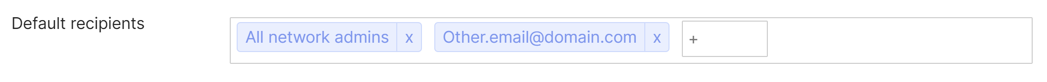 Default recipient alert settings under Network-wide > Configure > Alerts