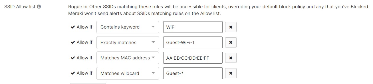 SSID 許可リスト（Allow List）の構成例