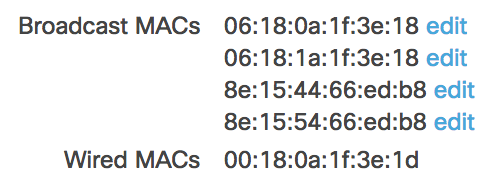 ローグ SSID に対する複数のブロードキャスト MAC を示すスクリーンショット