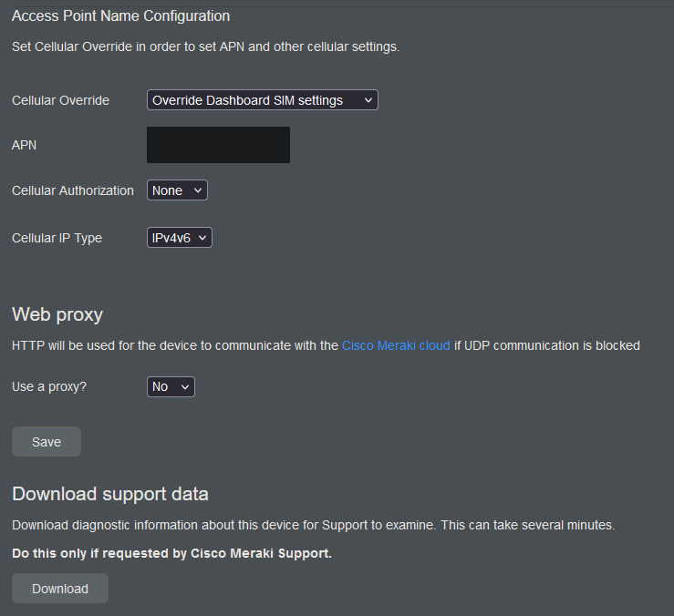 Image showing new override SIM settings
