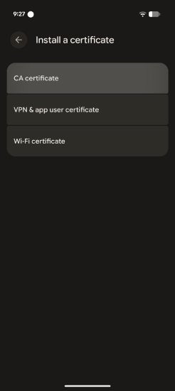 Step 1a to install CA for Android EAP-TLS