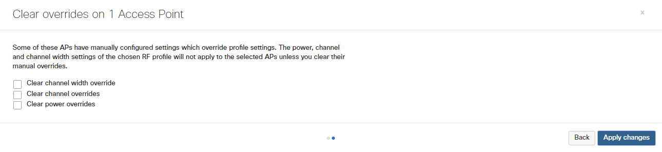 Clear override AP settings