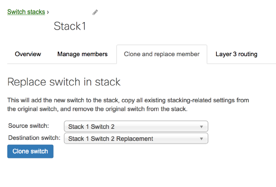 Clone and replace stack member