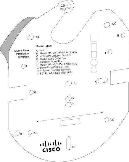 This image displays to use the mounting template to mark hole locations, attach the wall mount, and slide the MV21 into place.
