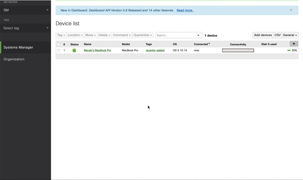 Deleting an app on the Meraki Dashboard