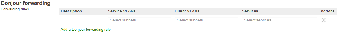 Figure 3 - Fields for a Bonjour forwarding rule on an MX/Z1.