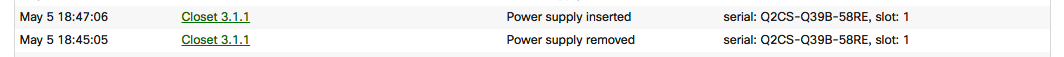 Power supply insertion/removal messages as seen in the event log
