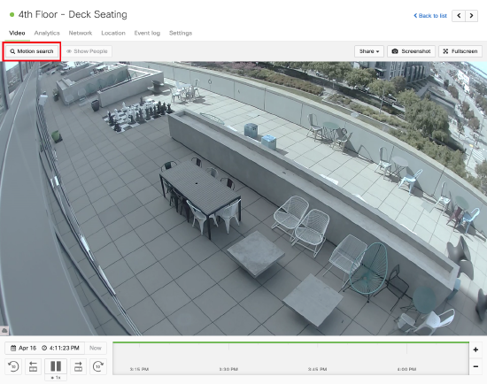 This image demonstrates how to access the Motion Search feature on the Video tab to locate motion events efficiently