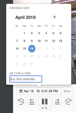 This image displays, Day selector allows users to choose specific days for viewing events during normal usage.